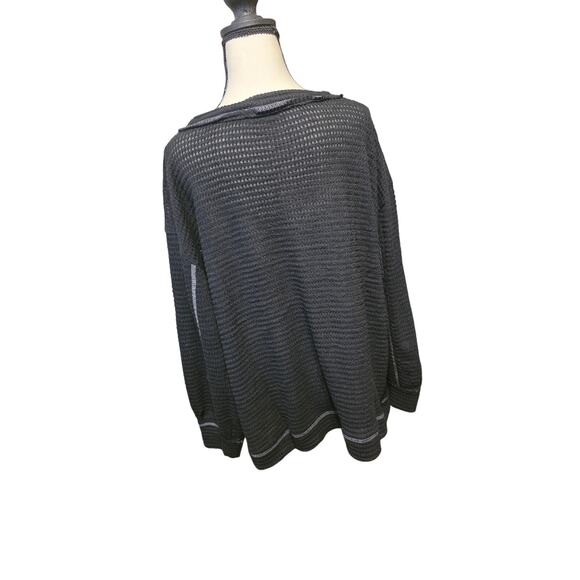 Copied - Zenana Waffle Knit Pullover w/ White Stitching L/XL Oversized Cozy Top - Picture 4 of 4